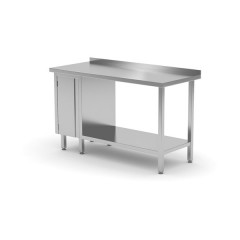 Stół przyścienny z szafką z drzwiami na zawiasach i półką 700mm