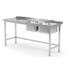 Stół z dwoma zlewami i otworem na odpadki 700 mm POL-246
